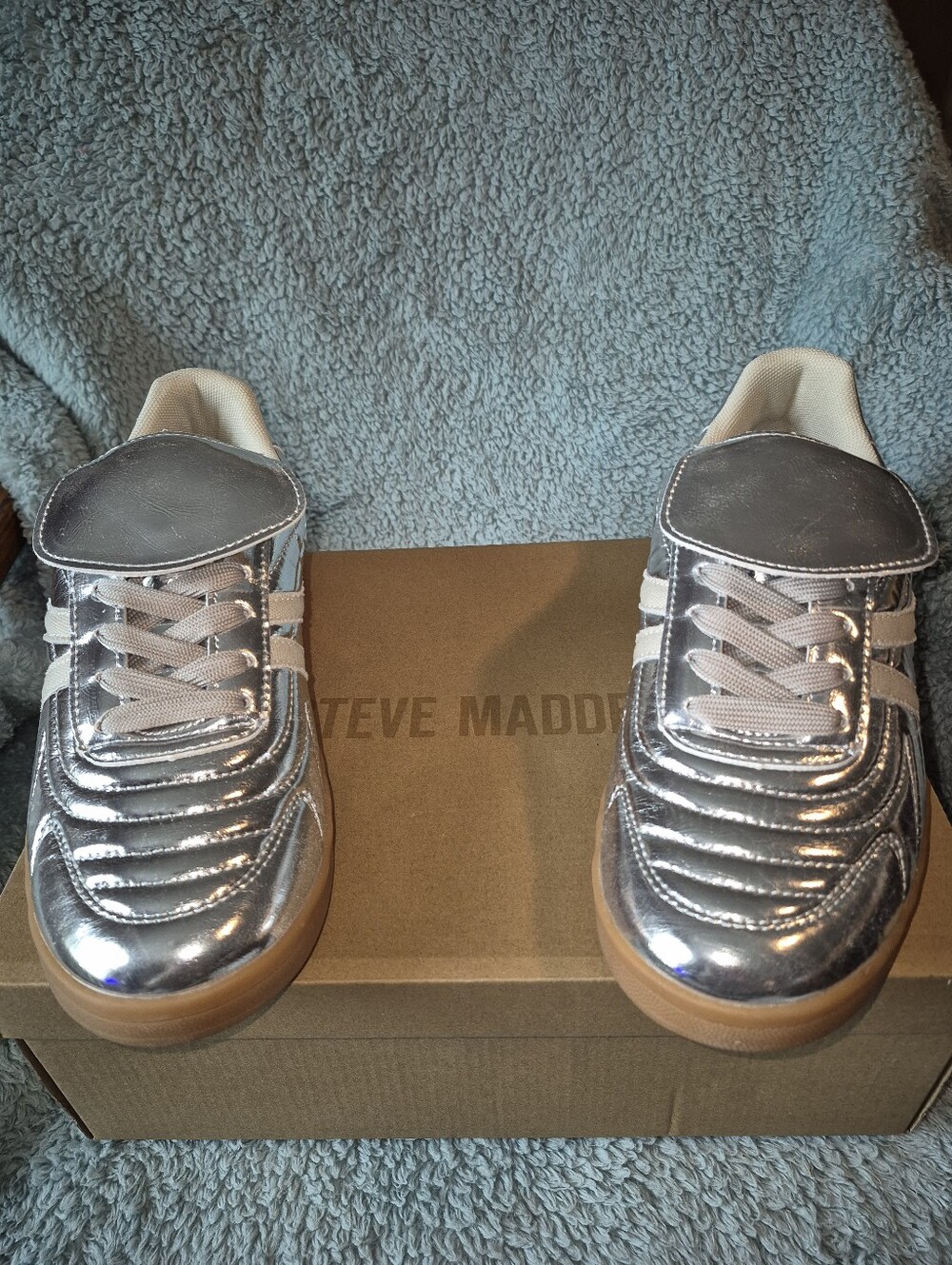 Steve Madden Metallic Silver Sneakers with Gum Sole